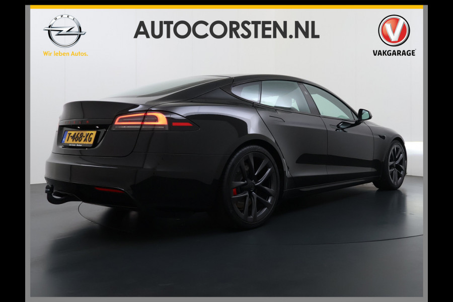 Tesla Model S 680 pk 0-100 3,1sec. Adaptive-Luchtvering FSD-4 / AutoPilot-4 Enhanced EAP ASS-Smart Summon Yoke Stuur Zelf-Parkeren / Voorrijde Long Range100kw Dual Motor  Schuifkanteldak Wi-Fi.Vb. App AEB ASR Rijstrookhulp Bordherkenning ACC ESP DodehoekDetector  Mistlampen Verwarmde-Sproeiers AWD 4 wheel Drive 1.600kg Trekvermogen Orig. NL-se auto 118.000 euro nieuw ! Fabrieksgarantie 4 jaar 80.000 en 240.000/8 jaar Accupakket!