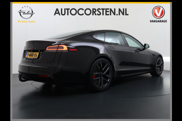 Tesla Model S 680 pk 0-100 3,1sec. Adaptive-Luchtvering FSD-4 / AutoPilot-4 Enhanced EAP ASS-Smart Summon Yoke Stuur Zelf-Parkeren / Voorrijde Long Range100kw Dual Motor  Schuifkanteldak Wi-Fi.Vb. App AEB ASR Rijstrookhulp Bordherkenning ACC ESP DodehoekDetector  Mistlampen Verwarmde-Sproeiers AWD 4 wheel Drive 1.600kg Trekvermogen Orig. NL-se auto 118.000 euro nieuw ! Fabrieksgarantie 4 jaar 80.000 en 240.000/8 jaar Accupakket!