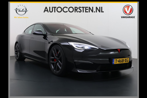 Tesla Model S 680 pk 0-100 3,1sec. Adaptive-Luchtvering FSD-4 / AutoPilot-4 Enhanced EAP ASS-Smart Summon Yoke Stuur Zelf-Parkeren / Voorrijde Long Range100kw Dual Motor  Schuifkanteldak Wi-Fi.Vb. App AEB ASR Rijstrookhulp Bordherkenning ACC ESP DodehoekDetector  Mistlampen Verwarmde-Sproeiers AWD 4 wheel Drive 1.600kg Trekvermogen Orig. NL-se auto 118.000 euro nieuw ! Fabrieksgarantie 4 jaar 80.000 en 240.000/8 jaar Accupakket!