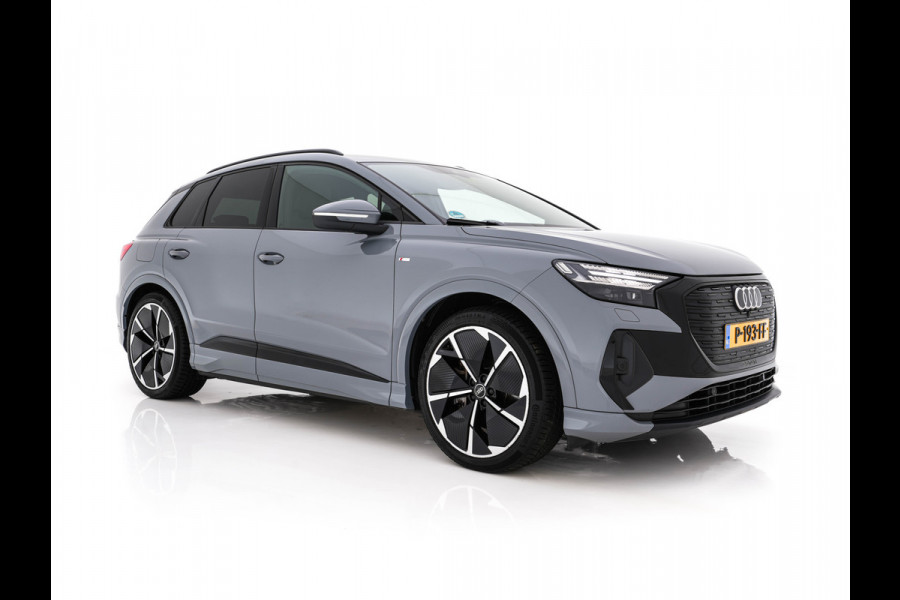 Audi Q4 e-tron 40 S-line Launch edition Competition 77 kWh [ 3-Fase-11kW ] {SOH-93%} (INCL-BTW) *HEATPUMP | LEATHER-FABRIC | SONOS-AUDIO | MATRIX-LED | ADAPTIVE-CRUISE | HEATED-SPORTSEATS | AMBIENTLIGHT | DIGI-COCKPIT | CAMERA | KEYLESS | DAB+ | NAVI-FULLMAP | TOWBAR | 21"ALU