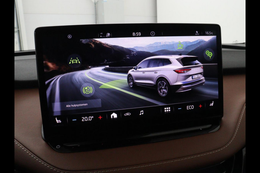 Škoda ENYAQ iV 80 | SOH 91% | Panoramadak | Trekhaak | Leder | Stoelverwarming | Camera | Sfeerverlichting | Navigatie | Carplay | Cruise control | Full LED | Keyless | Getint glas