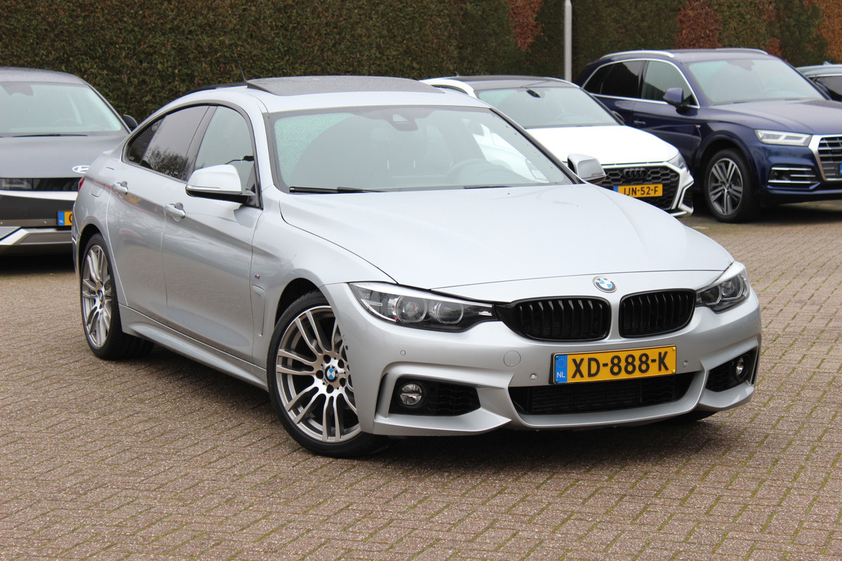 BMW 4 Serie Gran Coupé 418i High Executive M Sport / Schuifdak / 360Camera / Leder / 18'' / Memory seats / Navigatie / Dodehoek / DAB / Cruise Control / Getint glas / Stoelverwarming