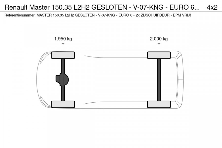 Renault Master 150.35 L2H2 GESLOTEN - V-07-KNG - EURO 6 - 2x ZIJSCHUIFDEUR - BPM VRIJ!