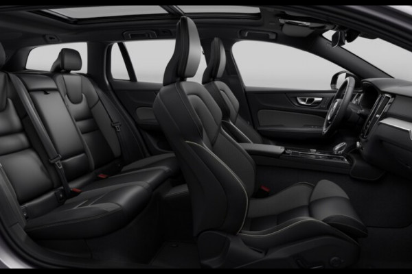 Volvo V60 T8 455PK Aut. AWD Performance Edition Ultra Dark Polestar optimisation/ Glossy Black logo voor en achterzijde / Panoramadak/ Head-up display/ Harman Kardon audio/ 360 Camera/ Elektrisch bedienbare voorstoelen met geheugen/ Apple Carplay/ Pilot assit/ Adaptive cruise control/