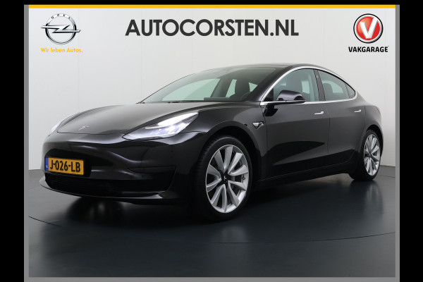Tesla Model 3 SR+ 325PK Trekhaak Lmv 19" AutoPilot Leer Pano-Dak Adaptive Cruise Camera's Elektr.-Stuur+Stoelen+Spiegels+Geheugen+Easy-Entry+V SOH 84% Ecc Navi Led DAB Voorverwarmen interieur via App Keyless One-Pedal-Drive 1e Eigenaar Origineel Nederlandse Auto 1.584kg licht!