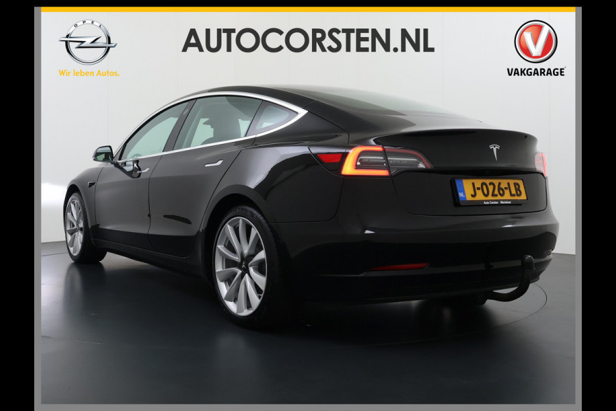 Tesla Model 3 SR+ 325PK Trekhaak Lmv 19" AutoPilot Leer Pano-Dak Adaptive Cruise Camera's Elektr.-Stuur+Stoelen+Spiegels+Geheugen+Easy-Entry+V SOH 84% Ecc Navi Led DAB Voorverwarmen interieur via App Keyless One-Pedal-Drive 1e Eigenaar Origineel Nederlandse Auto 1.584kg licht!