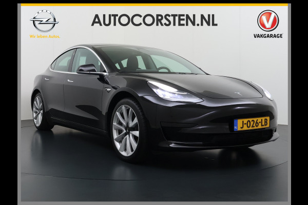 Tesla Model 3 SR+ 325PK Trekhaak Lmv 19" AutoPilot Leer Pano-Dak Adaptive Cruise Camera's Elektr.-Stuur+Stoelen+Spiegels+Geheugen+Easy-Entry+V SOH 84% Ecc Navi Led DAB Voorverwarmen interieur via App Keyless One-Pedal-Drive 1e Eigenaar Origineel Nederlandse Auto 1.584kg licht!