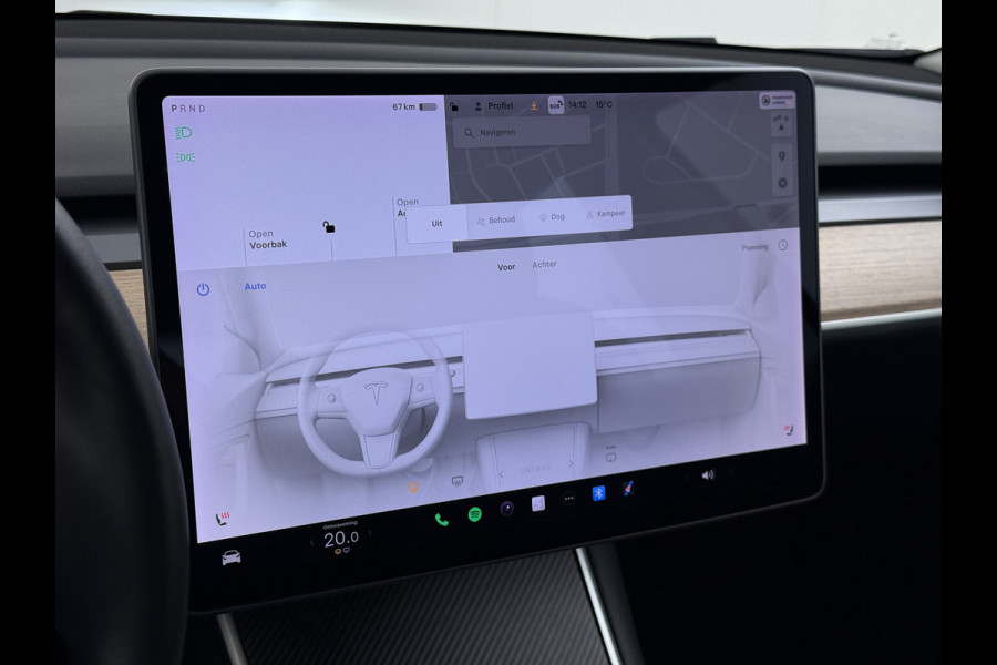 Tesla Model 3 SR+ 325PK Trekhaak Lmv 19" AutoPilot Leer Pano-Dak Adaptive Cruise Camera's Elektr.-Stuur+Stoelen+Spiegels+Geheugen+Easy-Entry+V SOH 84% Ecc Navi Led DAB Voorverwarmen interieur via App Keyless One-Pedal-Drive 1e Eigenaar Origineel Nederlandse Auto 1.584kg licht!