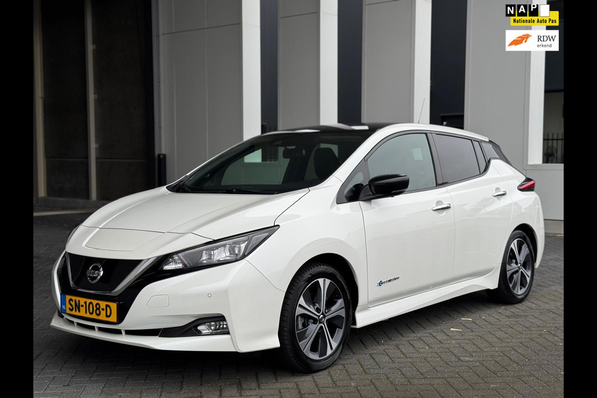Nissan Leaf Tekna 40 kWh, afn trekhaak, parelmoer, stoelverwarming, 360 camera, leder, VOL OPTIES, NL auto met nap
