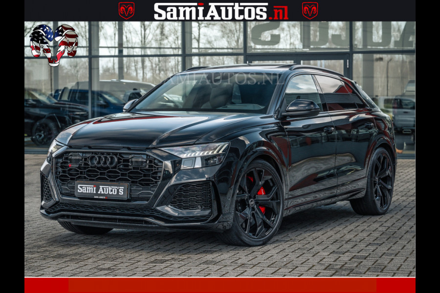 Audi RS Q8 RSQ8 BLACK OPS | 600PK 4.0 V8 TFSI QUATTRO | HUD | 4 WIELBESTURING | 23 INCH AUDI SPORT WHEELS | RS BEKLEDING ZWART | PANO | SOF BANG & OLUFSEN | PANORAMA DAK | De Lamborghini Urus en Audi RS Q8 zijn beide supersnelle SUV's met dezelfde basis (4.0L V8 twin-turbo motor van de VW Group)