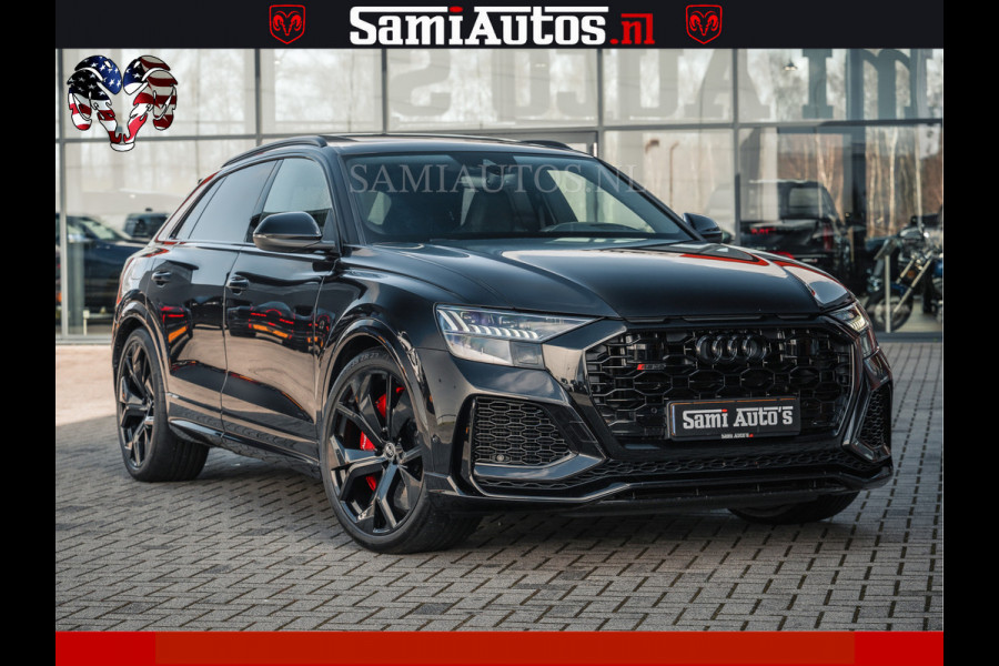 Audi RS Q8 RSQ8 BLACK OPS | 600PK 4.0 V8 TFSI QUATTRO | HUD | 4 WIELBESTURING | 23 INCH AUDI SPORT WHEELS | RS BEKLEDING ZWART | PANO | SOF BANG & OLUFSEN | PANORAMA DAK | De Lamborghini Urus en Audi RS Q8 zijn beide supersnelle SUV's met dezelfde basis (4.0L V8 twin-turbo motor van de VW Group)