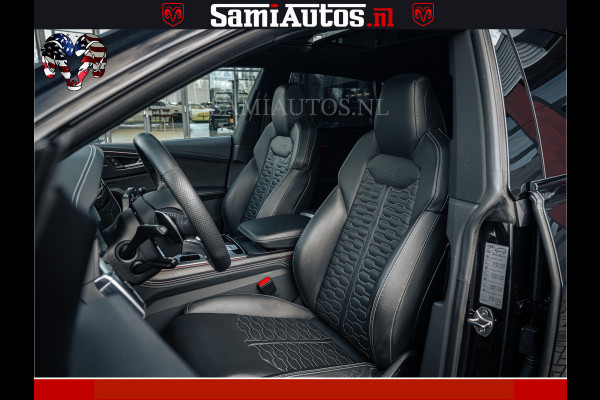 Audi RS Q8 RSQ8 BLACK OPS | 600PK 4.0 V8 TFSI QUATTRO | HUD | 4 WIELBESTURING | 23 INCH AUDI SPORT WHEELS | RS BEKLEDING ZWART | PANO | SOF BANG & OLUFSEN | PANORAMA DAK | De Lamborghini Urus en Audi RS Q8 zijn beide supersnelle SUV's met dezelfde basis (4.0L V8 twin-turbo motor van de VW Group)