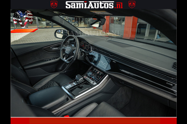 Audi RS Q8 RSQ8 BLACK OPS | 600PK 4.0 V8 TFSI QUATTRO | HUD | 4 WIELBESTURING | 23 INCH AUDI SPORT WHEELS | RS BEKLEDING ZWART | PANO | SOF BANG & OLUFSEN | PANORAMA DAK | De Lamborghini Urus en Audi RS Q8 zijn beide supersnelle SUV's met dezelfde basis (4.0L V8 twin-turbo motor van de VW Group)