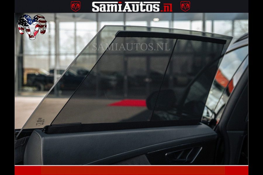 Audi RS Q8 RSQ8 BLACK OPS | 600PK 4.0 V8 TFSI QUATTRO | HUD | 4 WIELBESTURING | 23 INCH AUDI SPORT WHEELS | RS BEKLEDING ZWART | PANO | SOF BANG & OLUFSEN | PANORAMA DAK | De Lamborghini Urus en Audi RS Q8 zijn beide supersnelle SUV's met dezelfde basis (4.0L V8 twin-turbo motor van de VW Group)