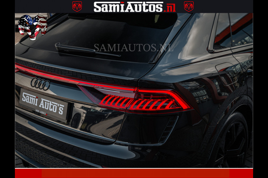 Audi RS Q8 RSQ8 BLACK OPS | 600PK 4.0 V8 TFSI QUATTRO | HUD | 4 WIELBESTURING | 23 INCH AUDI SPORT WHEELS | RS BEKLEDING ZWART | PANO | SOF BANG & OLUFSEN | PANORAMA DAK | De Lamborghini Urus en Audi RS Q8 zijn beide supersnelle SUV's met dezelfde basis (4.0L V8 twin-turbo motor van de VW Group)