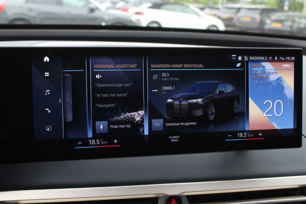 BMW iX xDrive40 High Exe. M Sport 77 kWh / SoH 97,1% / Trekhaak / 360Camera / Head-up / Keyless / Softclose / 20'' / ACC / Laser LED / Navigatie / Stoelverwarming+Stuurverwarming / Stoelventilaite