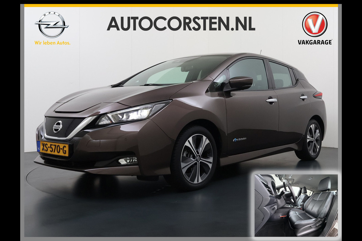 Nissan Leaf Tekna 40kWh Leer Bose®-Hifi Apple Carplay Android Auto Adap.Cruise 360°Camera Navi Ecc Stoel+Stuurverwarming Keyless DAB Dodehoek detector Rijstrooksensor Uitparkeer waarschuwing Verkeersbord detectie Bluetooth Privacy Glas Lmv 17" SOH 87.93% Origineel Nederlandse Auto