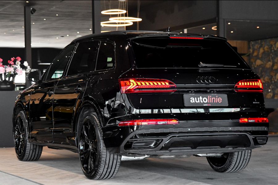 Audi Q7 55 TFSI e quattro 3x S-Line. Pano, ACC, HUD, Memory, Leder, B&O, Stuurvw, Keyless, Camera, Matrix, Sfeer, 22''!