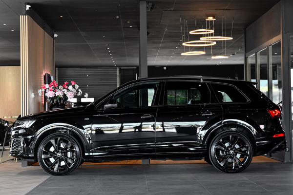 Audi Q7 55 TFSI e quattro 3x S-Line. Pano, ACC, HUD, Memory, Leder, B&O, Stuurvw, Keyless, Camera, Matrix, Sfeer, 22''!