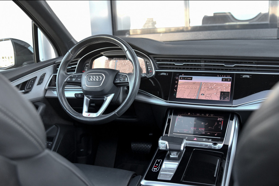 Audi Q7 55 TFSI e quattro 3x S-Line. Pano, ACC, HUD, Memory, Leder, B&O, Stuurvw, Keyless, Camera, Matrix, Sfeer, 22''!