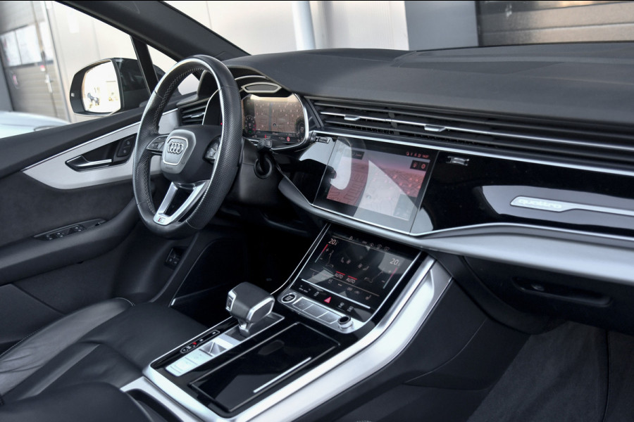 Audi Q7 55 TFSI e quattro 3x S-Line. Pano, ACC, HUD, Memory, Leder, B&O, Stuurvw, Keyless, Camera, Matrix, Sfeer, 22''!