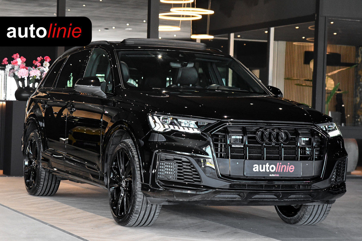 Audi Q7 55 TFSI e quattro 3x S-Line. Pano, ACC, HUD, Memory, Leder, B&O, Stuurvw, Keyless, Camera, Matrix, Sfeer, 22''!