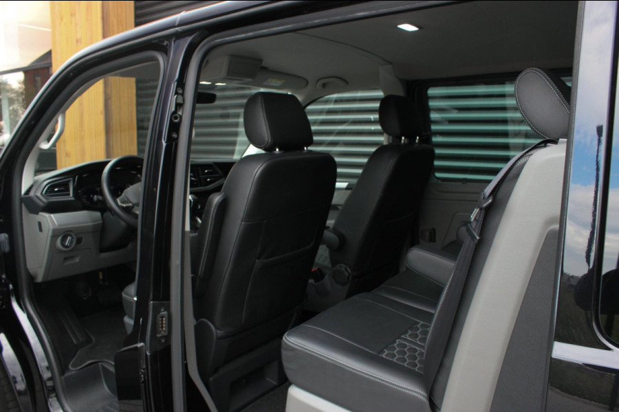 Volkswagen Transporter 2.0 TDI L2H1 150PK BULLI DC DUBBEL CABINE / LEIGHTONVANS BODYKIT / FULL OPTINS / LEDER / FULL BLACK / APPLE