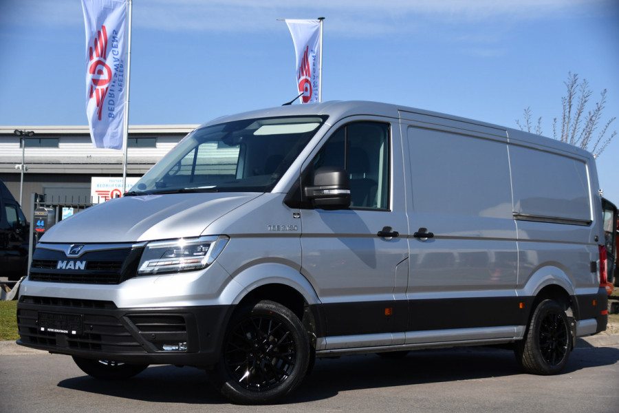 MAN TGE 35 2.0 L3H2 PB Edition Cruise, Camera, Carplay, LED, 177pk, Automaat, Sensoren, 2 x Schuifdeur, Stoelverwarming, Uniek!