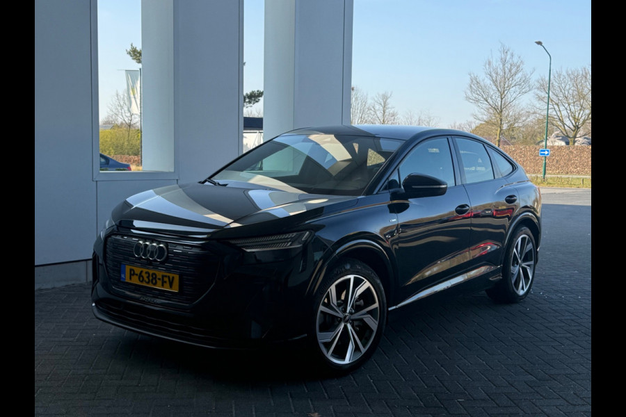 Audi Q4 Sportback e-tron 40 S edition 77 kWh, 2 x S-LINE, vol zwart lederen sport leder, SOH 95 %, 1e eigenaar, NL auto met nap