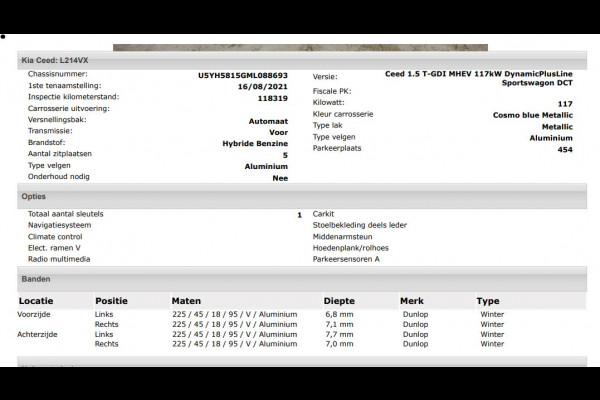 Kia Ceed Sportswagon 1.5 T-GDi 160PK Automaat DynamicPlusLine / Trekhaak / Airco-ecc./ Pdc+Camera / Stoel-Stuurverwarming / 1/2Leder / Apk 08-2027