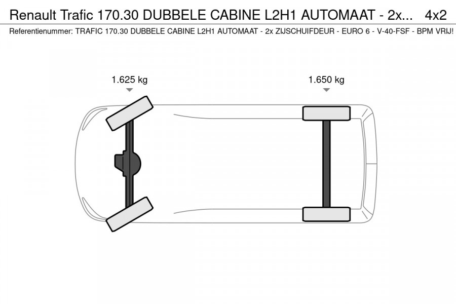 Renault Trafic 170.30 DUBBELE CABINE L2H1 AUTOMAAT - 2x ZIJSCHUIFDEUR - EURO 6 - V-40-FSF - BPM VRIJ!