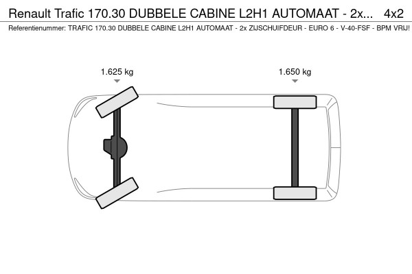 Renault Trafic 170.30 DUBBELE CABINE L2H1 AUTOMAAT - 2x ZIJSCHUIFDEUR - EURO 6 - V-40-FSF - BPM VRIJ!