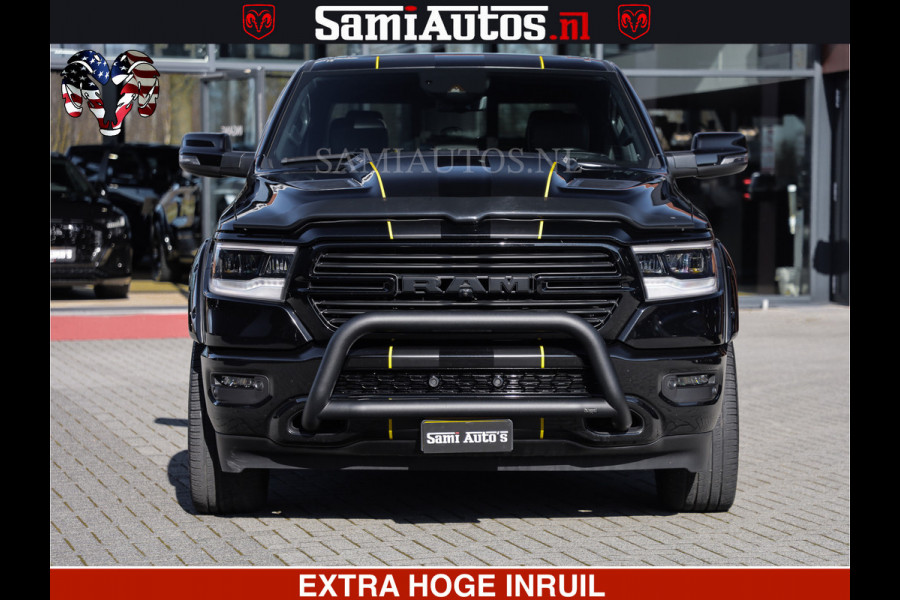 Dodge Ram HULK PACK | BULLBAR | 5.7 V8 | HUD | PANO | DIGI CLUSTER | 360CAM | ADAPTIVE CRUISE | HEADUP | DIGITALE BINNENSPIEGEL | LARAMIE  3500KG | LEDER | LANE ASSIST | DODE HOEK INSTALLATIE |