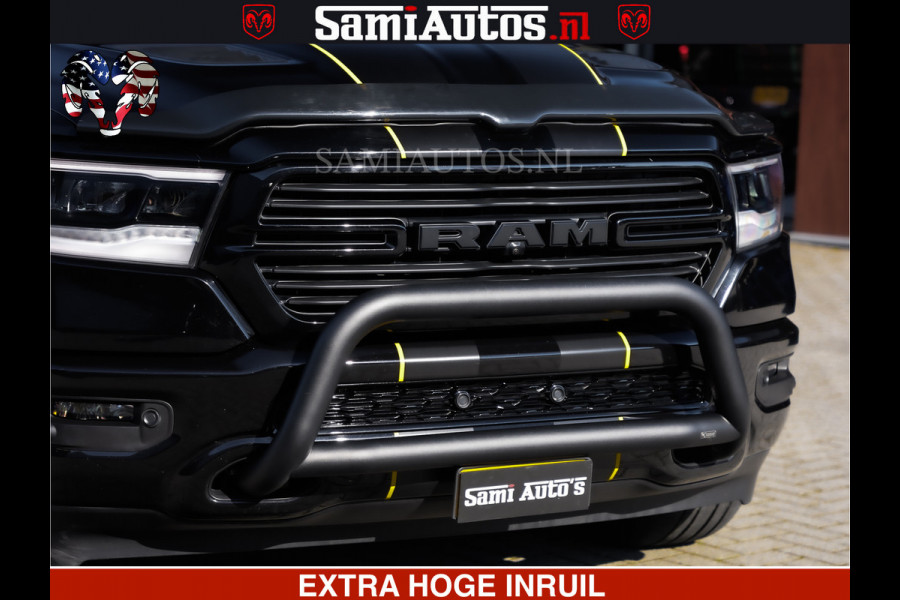 Dodge Ram HULK PACK | BULLBAR | 5.7 V8 | HUD | PANO | DIGI CLUSTER | 360CAM | ADAPTIVE CRUISE | HEADUP | DIGITALE BINNENSPIEGEL | LARAMIE  3500KG | LEDER | LANE ASSIST | DODE HOEK INSTALLATIE |