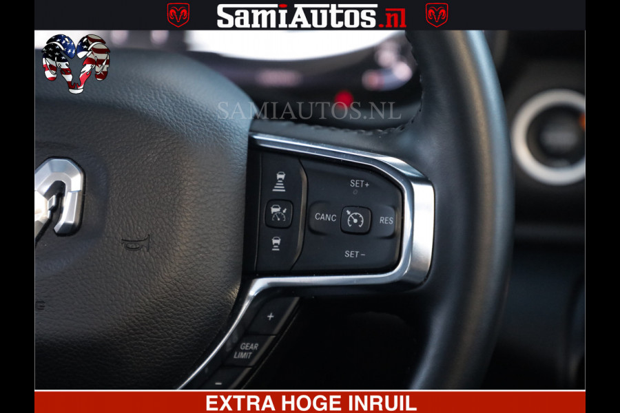 Dodge Ram HULK PACK | BULLBAR | 5.7 V8 | HUD | PANO | DIGI CLUSTER | 360CAM | ADAPTIVE CRUISE | HEADUP | DIGITALE BINNENSPIEGEL | LARAMIE  3500KG | LEDER | LANE ASSIST | DODE HOEK INSTALLATIE |