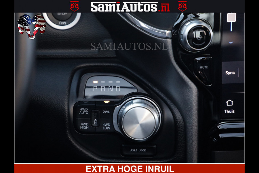 Dodge Ram HULK PACK | BULLBAR | 5.7 V8 | HUD | PANO | DIGI CLUSTER | 360CAM | ADAPTIVE CRUISE | HEADUP | DIGITALE BINNENSPIEGEL | LARAMIE  3500KG | LEDER | LANE ASSIST | DODE HOEK INSTALLATIE |