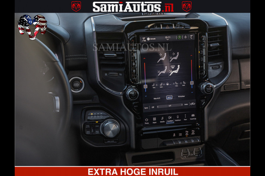 Dodge Ram HULK PACK | BULLBAR | 5.7 V8 | HUD | PANO | DIGI CLUSTER | 360CAM | ADAPTIVE CRUISE | HEADUP | DIGITALE BINNENSPIEGEL | LARAMIE  3500KG | LEDER | LANE ASSIST | DODE HOEK INSTALLATIE |