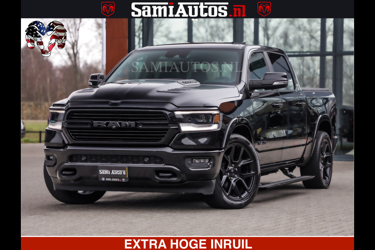 Dodge Ram RAM VOL | BLACK ON BLACK | LUCHTVERING | 5.7 V8 HEMI | PANODAK | ADAPTIVE CRUISE | 360 CAMERA | 22 INCH SPORT WIELEN | DUBELE CABINE | 5 PERSOONS |