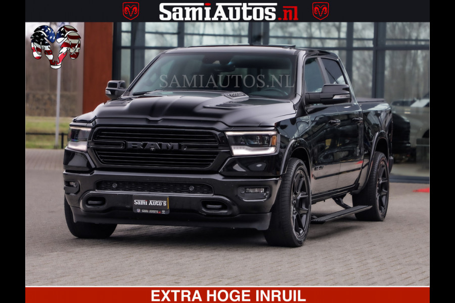 Dodge Ram RAM VOL | BLACK ON BLACK | LUCHTVERING | 5.7 V8 HEMI | PANODAK | ADAPTIVE CRUISE | 360 CAMERA | 22 INCH SPORT WIELEN | DUBELE CABINE | 5 PERSOONS |