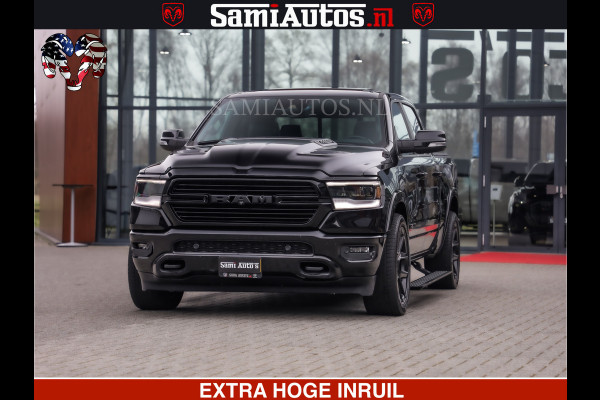Dodge Ram RAM VOL | BLACK ON BLACK | LUCHTVERING | 5.7 V8 HEMI | PANODAK | ADAPTIVE CRUISE | 360 CAMERA | 22 INCH SPORT WIELEN | DUBELE CABINE | 5 PERSOONS |
