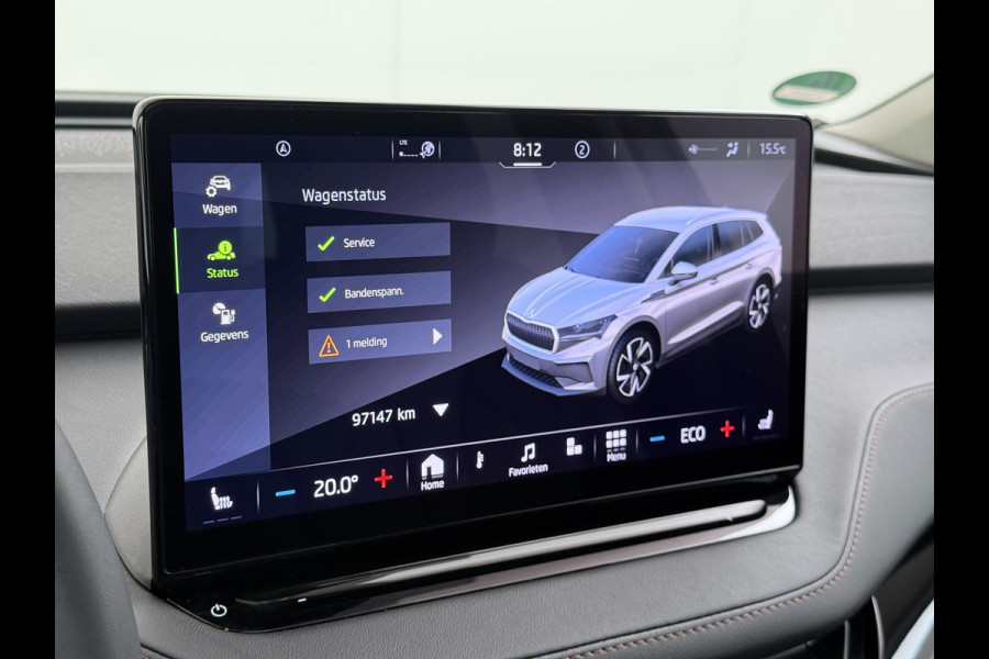 Škoda ENYAQ iV 80 SOH 93% Warmtepomp Panoramadak Leder Adap.Cruise Lmv 21" Elek.Stoel+Memory+Verwarmd Camera Apple Carplay Android Auto Pdc Privacy Glas Matrix-Led DAB Stuur+Achterbankverwarming Draadloze telefoonlader Keyless Dodehoek detectie Dealeronderhouden Origineel Nederlandse Auto Nieuwprijs €59.055,-