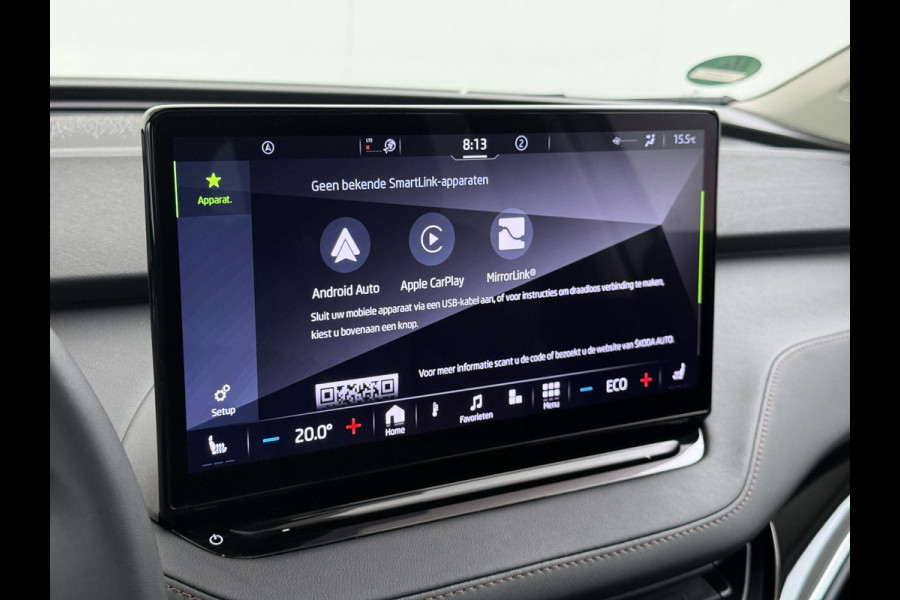 Škoda ENYAQ iV 80 SOH 93% Warmtepomp Panoramadak Leder Adap.Cruise Lmv 21" Elek.Stoel+Memory+Verwarmd Camera Apple Carplay Android Auto Pdc Privacy Glas Matrix-Led DAB Stuur+Achterbankverwarming Draadloze telefoonlader Keyless Dodehoek detectie Dealeronderhouden Origineel Nederlandse Auto Nieuwprijs €59.055,-