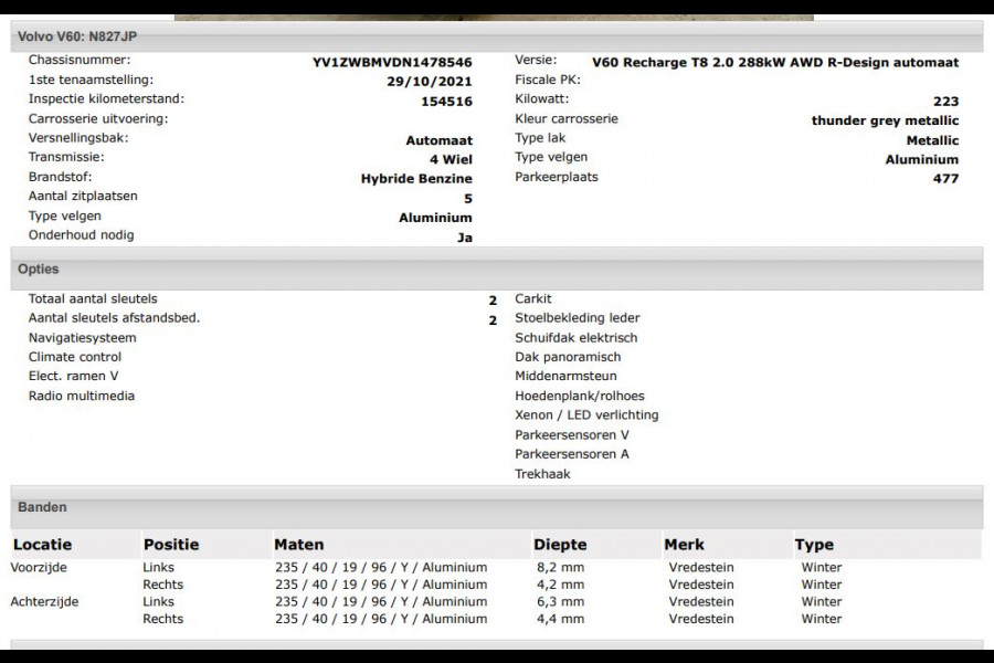 Volvo V60 2.0 T8 Hybride AWD R-Design / Trekhaak / Panoramadak / Leder / Navigatie / Adap. Cruise / Pdc.V+A / Apk 10-2027