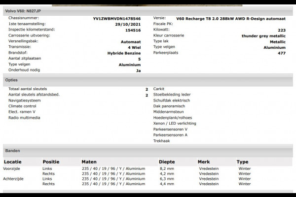 Volvo V60 2.0 T8 Hybride AWD R-Design / Trekhaak / Panoramadak / Leder / Navigatie / Adap. Cruise / Pdc.V+A / Apk 10-2027