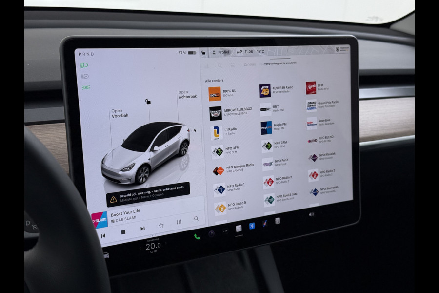 Tesla Model Y RWD SOH 95% Warmtepomp LFP-Accu Leder Lmv Camera's Panoramadak Adap.Cruise Navi Ecc Autopilot Stoel+Stuur+Achterbank Verwarming Elek.Achterklep Dodehoek detector Draadloze telefoonlader 1e Eigenaar Origineel Nederlandse Auto Fabrieksgarantie op Motor en Accu tot 08-03-2032/160.000km