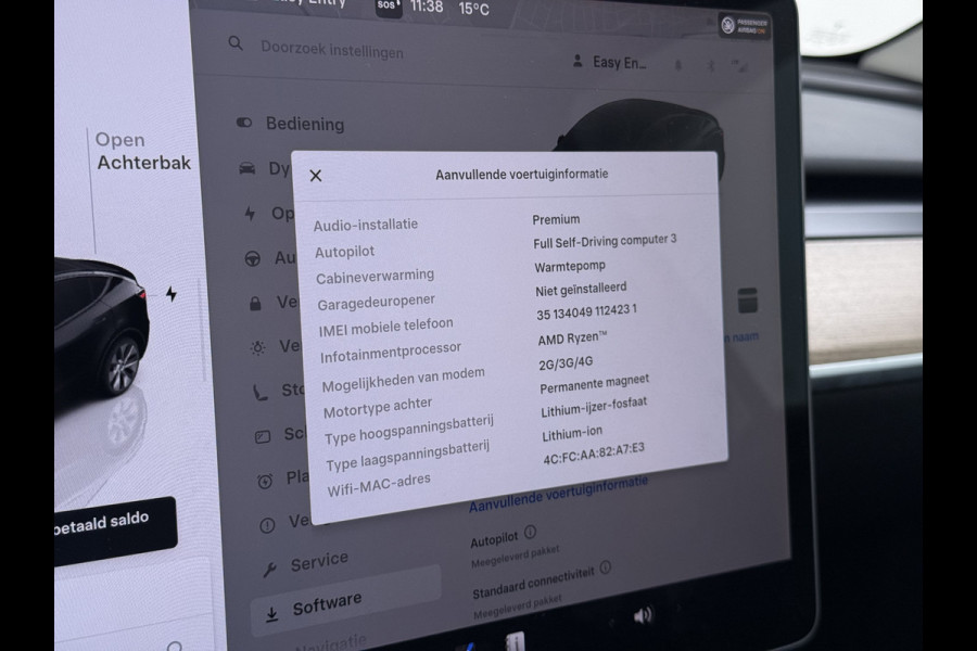 Tesla Model Y RWD SOH 95% Warmtepomp LFP-Accu Leder Lmv Camera's Panoramadak Adap.Cruise Navi Ecc Autopilot Stoel+Stuur+Achterbank Verwarming Elek.Achterklep Dodehoek detector Draadloze telefoonlader Origineel Nederlandse Auto Fabrieksgarantie op Motor en Accu tot 7-12-2030/160.000km