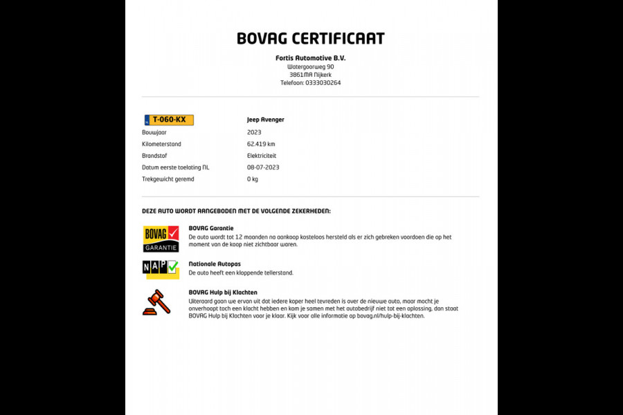 Jeep Avenger 1st Edition 54 kWh NL-AUTO | ELEKTRISCHE KLEP | NAVI | SFEER VERL. SOH 95,44%