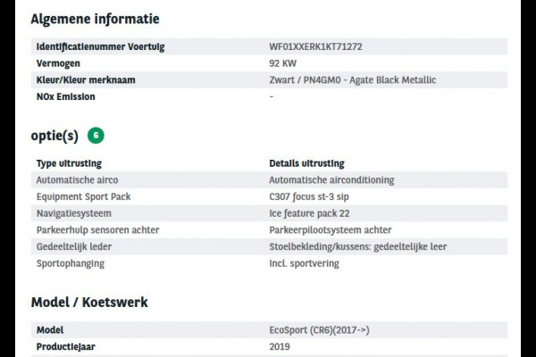 Ford EcoSport 1.0 126PK ST-Line (Hoge instap) / Black-line / Airco-ecc./ Navigatie / 1/2 Leder / Lmv. / Apk 11-2027