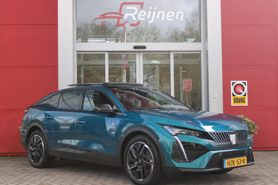 Peugeot e-408 GT AVANTAGE 58 kWh | PANORAMISCH SCHUIF/KANTEL DAK | ELEKTRISCH BEDIENBARE VOORSTOELEN | STOEL/STUUR VERWARMING | MASSAGE FUNCTIE OP DE VOORSTOELEN | FOCAL AUDIO SYSTEEM | ALCANTARA/LEDEREN BEKLEDING | 360° CAMERA | PARKEERSENSOREN VOOR + ACHTER | ELEKTRISCH BEDIENBARE ACHTERKLEP | SFEER VERLICHTING | KEYLESS ENTRY/START | 19" LICHTMETALEN VELGEN | DODEHOEK DETECTIE | ADAPTIVE CRUISE CONTROL | APPLE CARPLAY/ANDROID AUTO DRAADLOOS | DRAADLOOS TELEFOONLADEN |