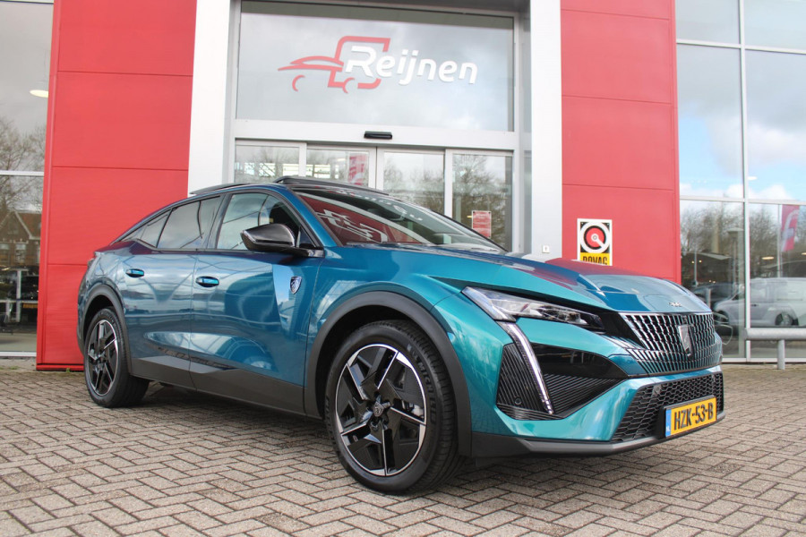Peugeot e-408 GT AVANTAGE 58 kWh | PANORAMISCH SCHUIF/KANTEL DAK | ELEKTRISCH BEDIENBARE VOORSTOELEN | STOEL/STUUR VERWARMING | MASSAGE FUNCTIE OP DE VOORSTOELEN | FOCAL AUDIO SYSTEEM | ALCANTARA/LEDEREN BEKLEDING | 360° CAMERA | PARKEERSENSOREN VOOR + ACHTER | ELEKTRISCH BEDIENBARE ACHTERKLEP | SFEER VERLICHTING | KEYLESS ENTRY/START | 19" LICHTMETALEN VELGEN | DODEHOEK DETECTIE | ADAPTIVE CRUISE CONTROL | APPLE CARPLAY/ANDROID AUTO DRAADLOOS | DRAADLOOS TELEFOONLADEN |
